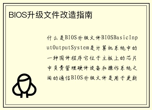 BIOS升级文件改造指南